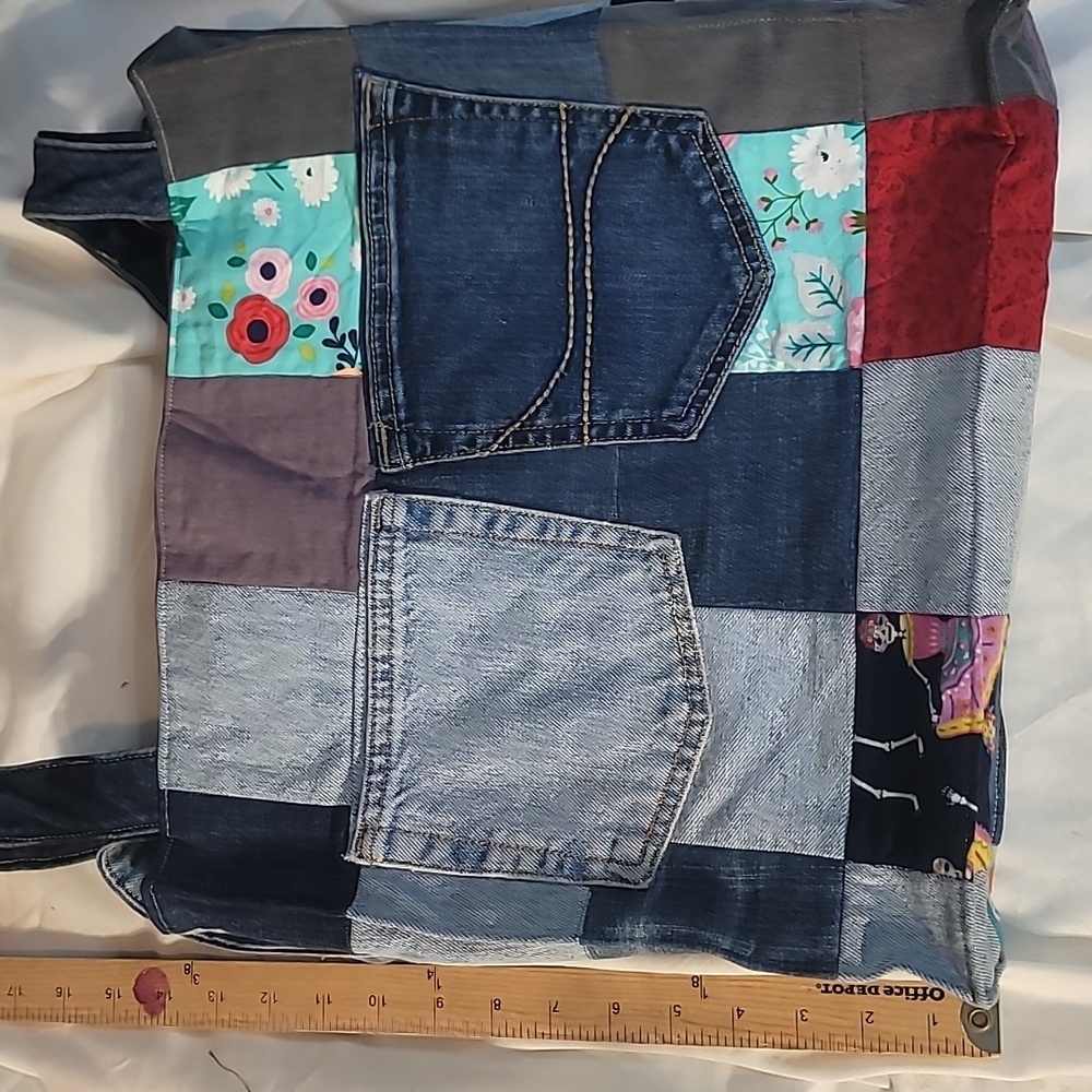 Large tote bag made from upcycled jeans